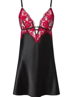 Endless Attraction Satin Chemise Lingerie - Black/Red