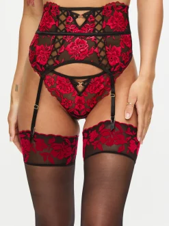 Endless Attraction Waspie Suspender - Black/Red