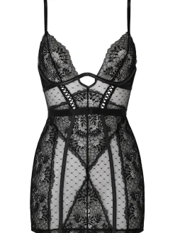 Entice Me Open Lace Up Back Erotic Dress - Black