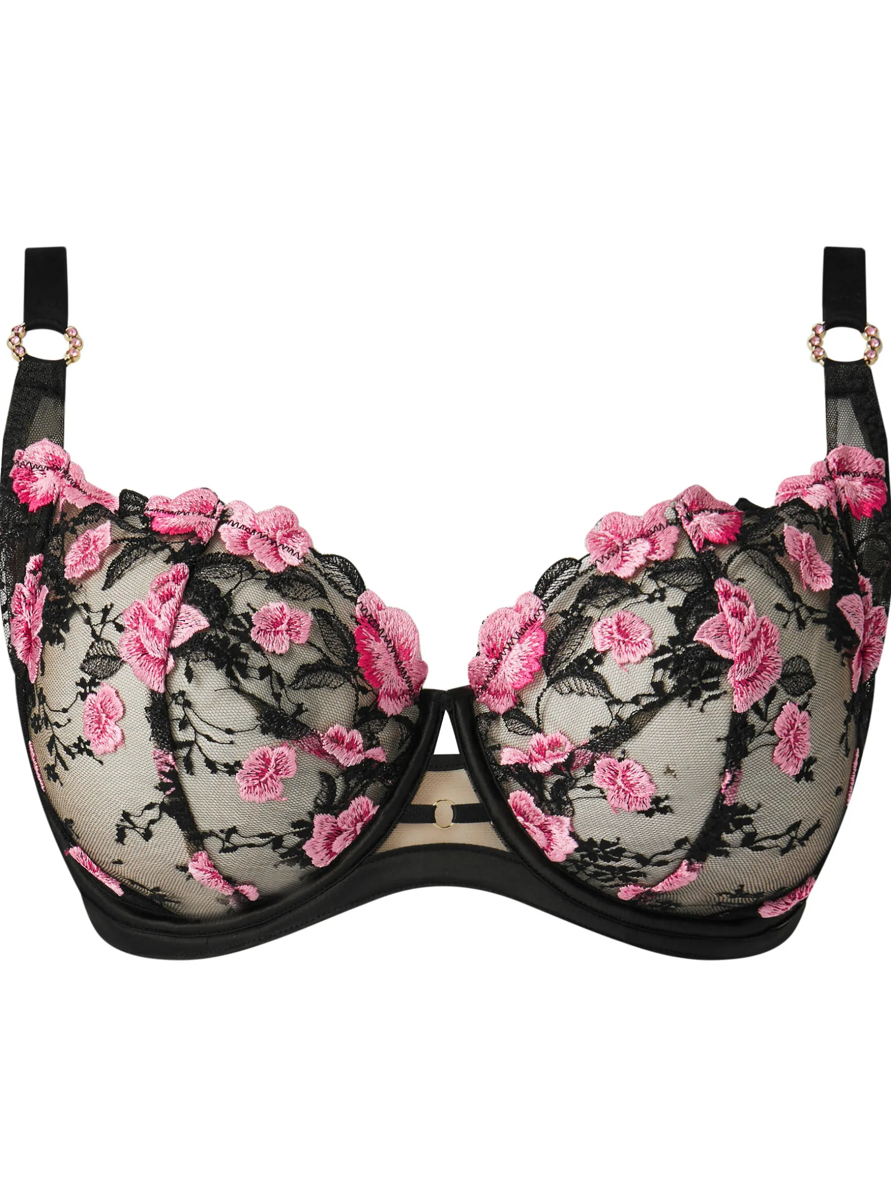 Everlasting Love Lace Fuller Bust Non Padded Balcony Bra - Black/Pink