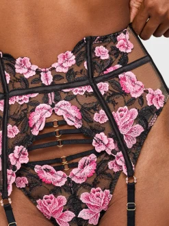 Everlasting Love Lace Waspie Suspender - Black/Pink
