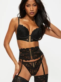 Ever Yours Lace Waspie Suspender - Black