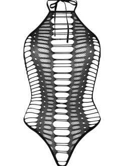 Eyes Locked Keyhole Cut Out Crotchless Body - Black
