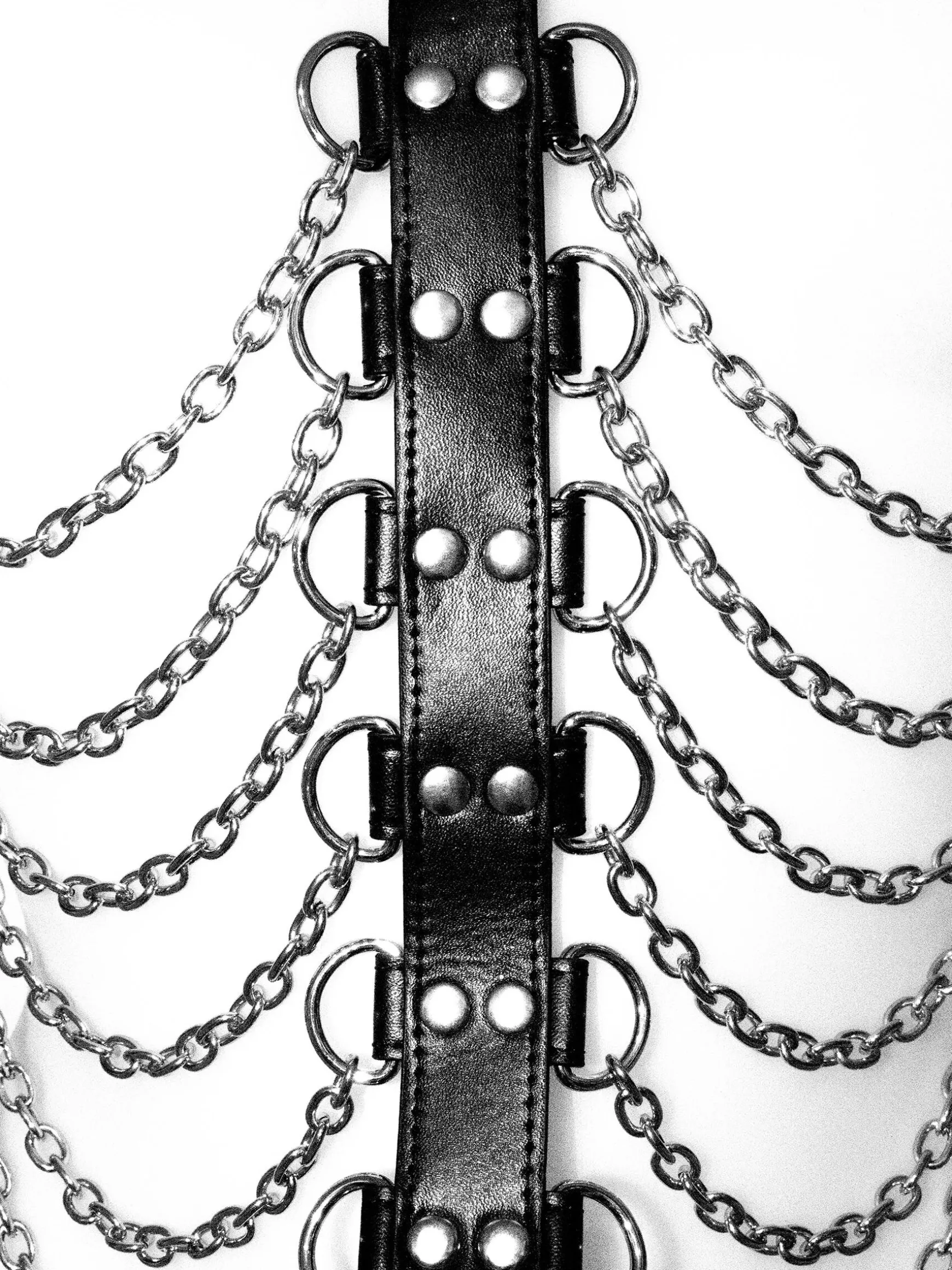 Faux Leather Open Cup Harness with Chains