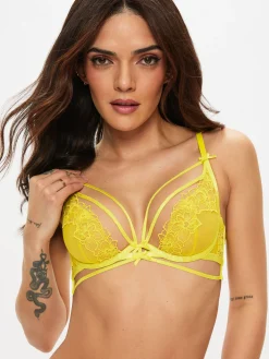 Floral Affair Non Padded Plunge Bra - Yellow