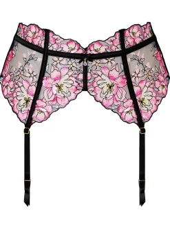 Floral Dream Waspie Suspender - Black/Pink