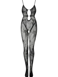 Heartbreaker Lace Crotchless Bodystocking - Black