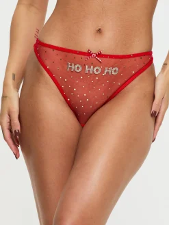 Ho Ho Ho Crotchless Open Bum Knickers - Bright Red