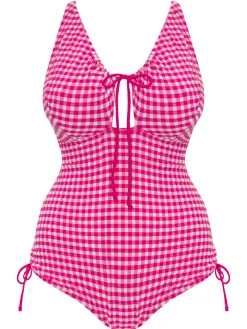 Holiday Check Non Wired Swimsuit - Pink