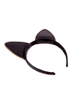 Holographic Oil Slick PU Cat Ears