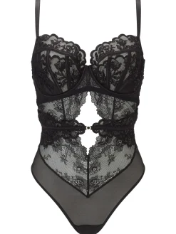 Icon Fuller Bust Padded Sequin Lingerie Body - Black