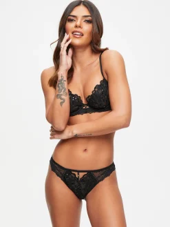 Icon Sequin Brazilian Knickers - Black
