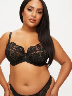 Icon Sequin Fuller Bust Non Padded Balcony Bra - Black