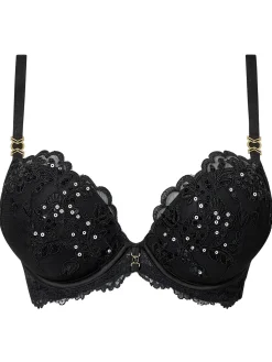 Icon Sequin Fuller Bust Padded Plunge Bra - Black