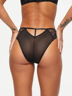 Icon Sequin High Waisted Brazilian Knickers - Black