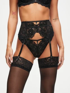 Icon Sequin Waspie Suspender - Black
