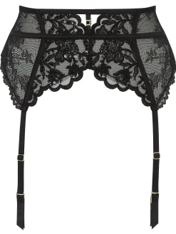 Icon Sequin Waspie Suspender - Black