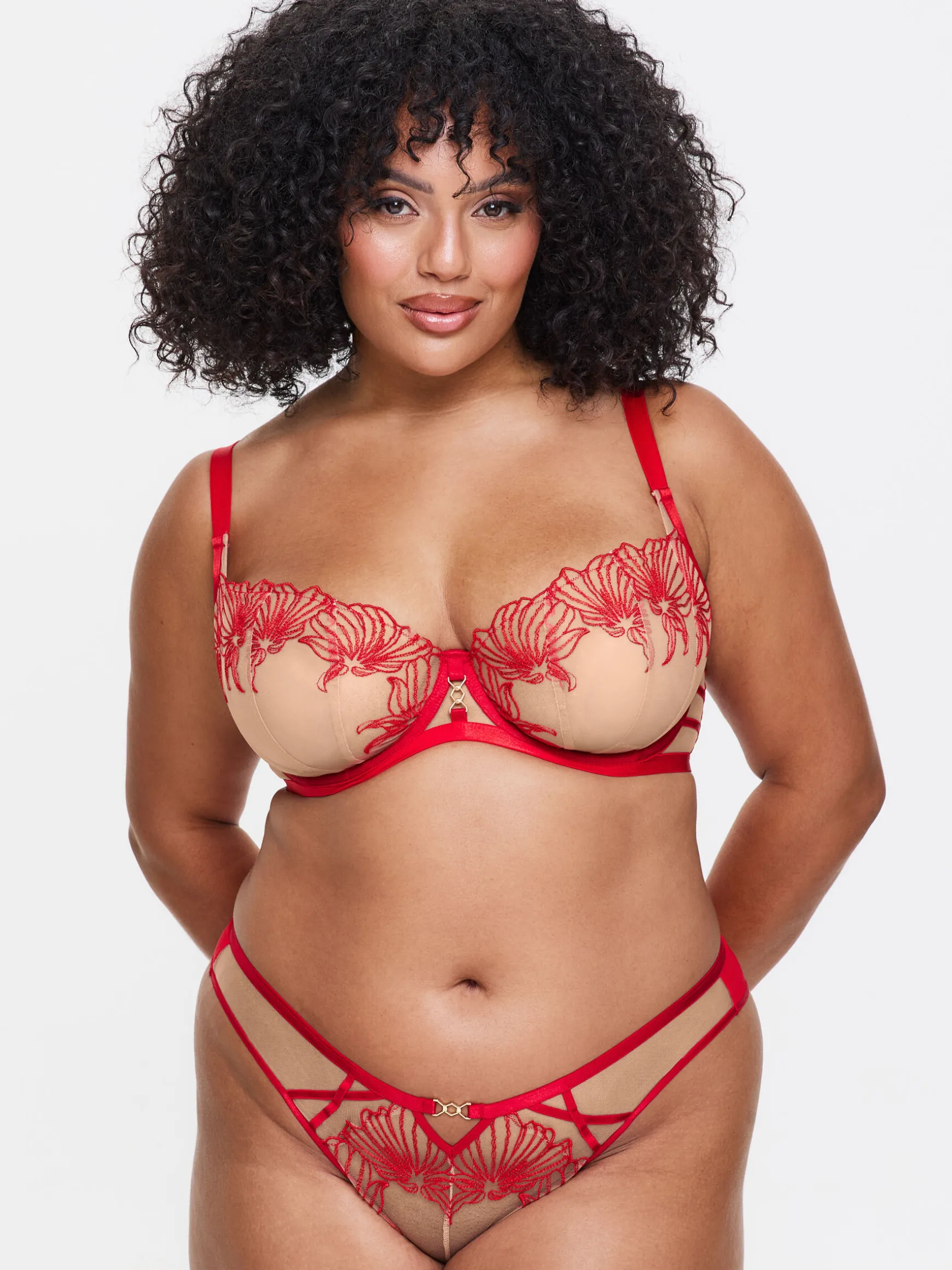 Incensing Non Padded Fuller Bust Balcony Bra - Red