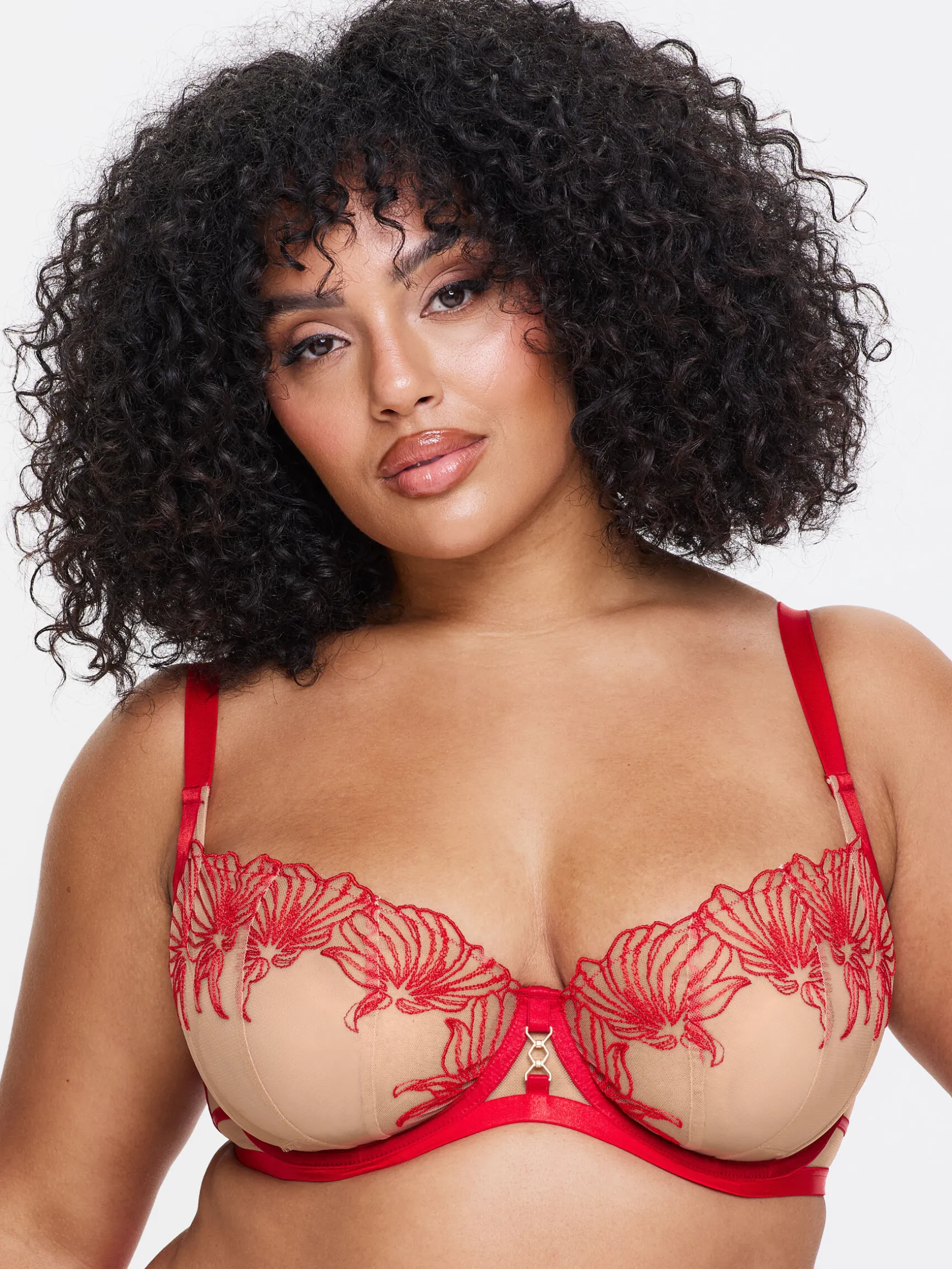Incensing Non Padded Fuller Bust Balcony Bra - Red