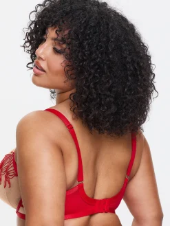 Incensing Non Padded Fuller Bust Balcony Bra - Red