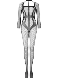 Jupiter Fishnet Crotchless Bodystocking - Black