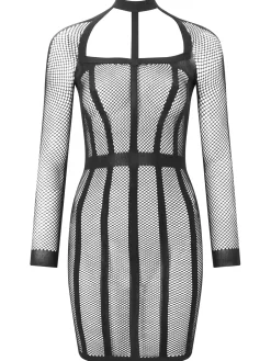 Jupiter Fishnet Erotic Mini Dress - Black