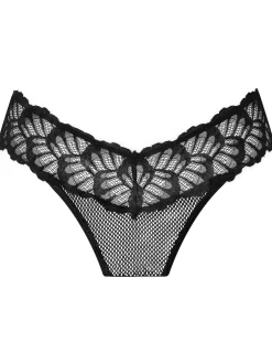 Kiss & Tell Lace Crotchless Brazilian Knickers - Black