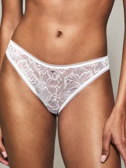 Knickerbox Alice Lace Brazilian Knickers - White