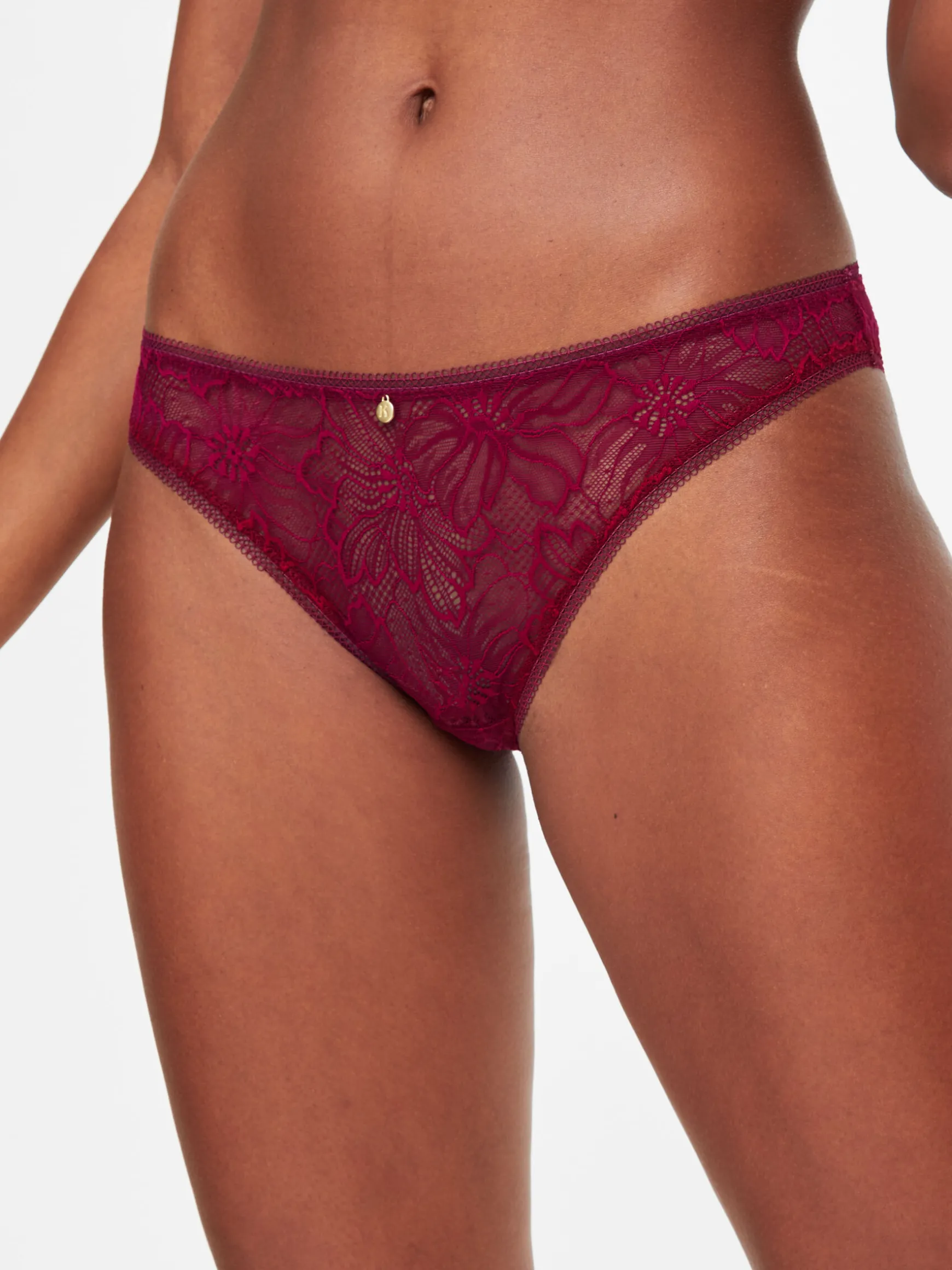 Knickerbox Alice Lace Brazilian Knickers - Dark Red