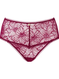 Knickerbox Alice Lace High Waisted Brazilian Knickers - Dark Red