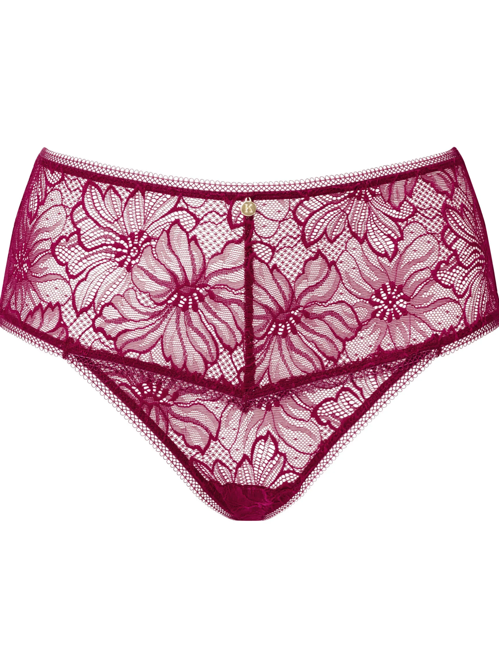 Knickerbox Alice Lace High Waisted Brazilian Knickers - Dark Red