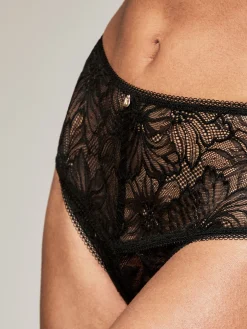 Knickerbox Alice Lace High Waisted Brazilian Knickers - Black
