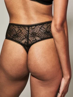 Knickerbox Alice Lace High Waisted Thong - Black