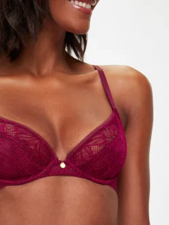 Knickerbox Alice Lace Non Padded Plunge Bra - Dark Red