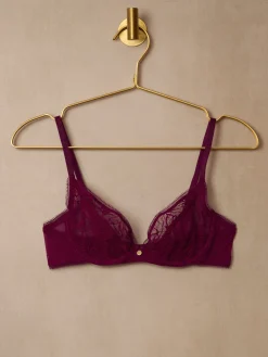 Knickerbox Alice Lace Non Padded Plunge Bra - Dark Red