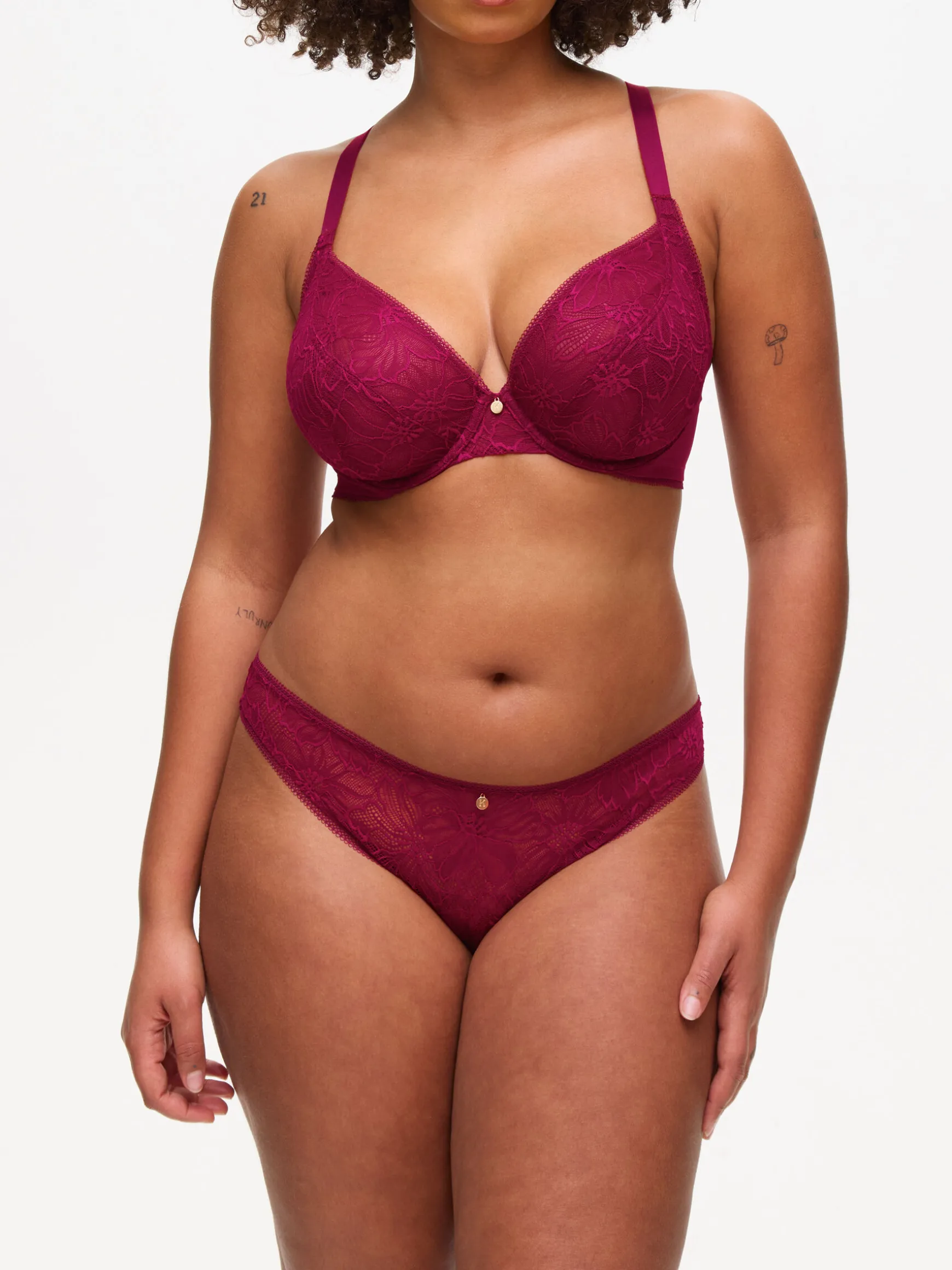 Knickerbox Alice Lace Non Padded Plunge Bra - Dark Red