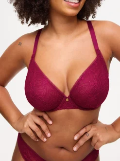 Knickerbox Alice Lace Non Padded Plunge Bra - Dark Red