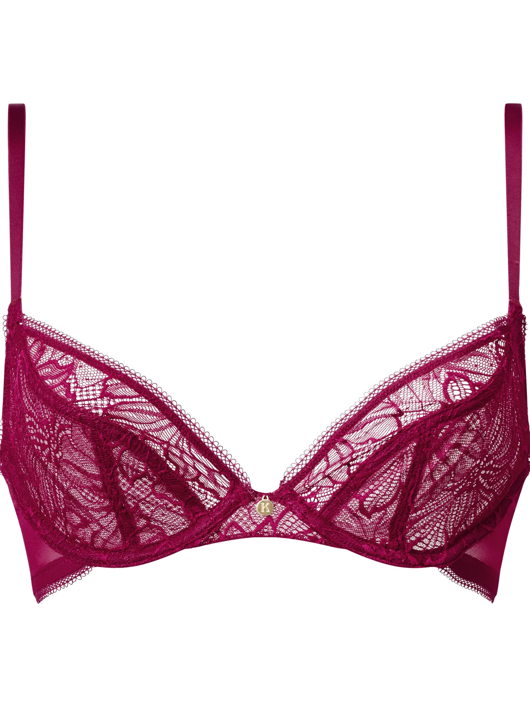 Knickerbox Alice Lace Non Padded Plunge Bra - Dark Red