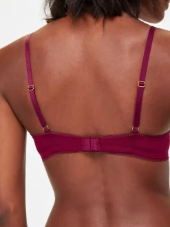 Knickerbox Alice Lace Non Padded Plunge Bra - Dark Red