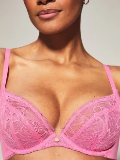 Knickerbox Alice Lace Non Padded Plunge Bra - Bright Pink