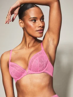 Knickerbox Alice Lace Non Padded Plunge Bra - Bright Pink