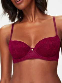 Knickerbox Alice Lace Padded Balcony Bra - Dark Red