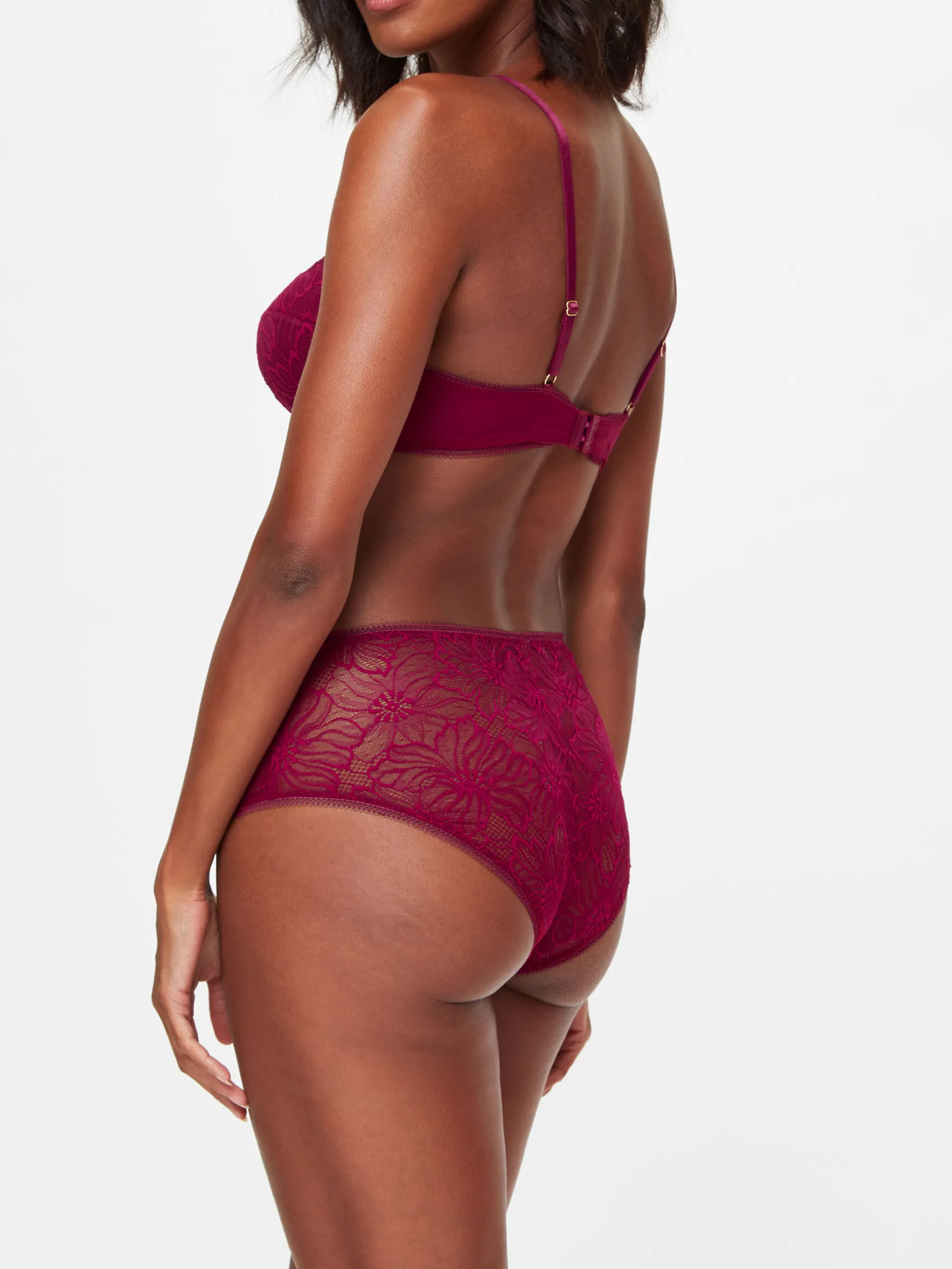 Knickerbox Alice Lace Padded Balcony Bra - Dark Red