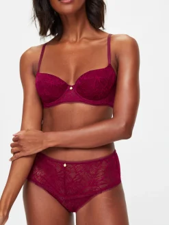 Knickerbox Alice Lace Padded Balcony Bra - Dark Red