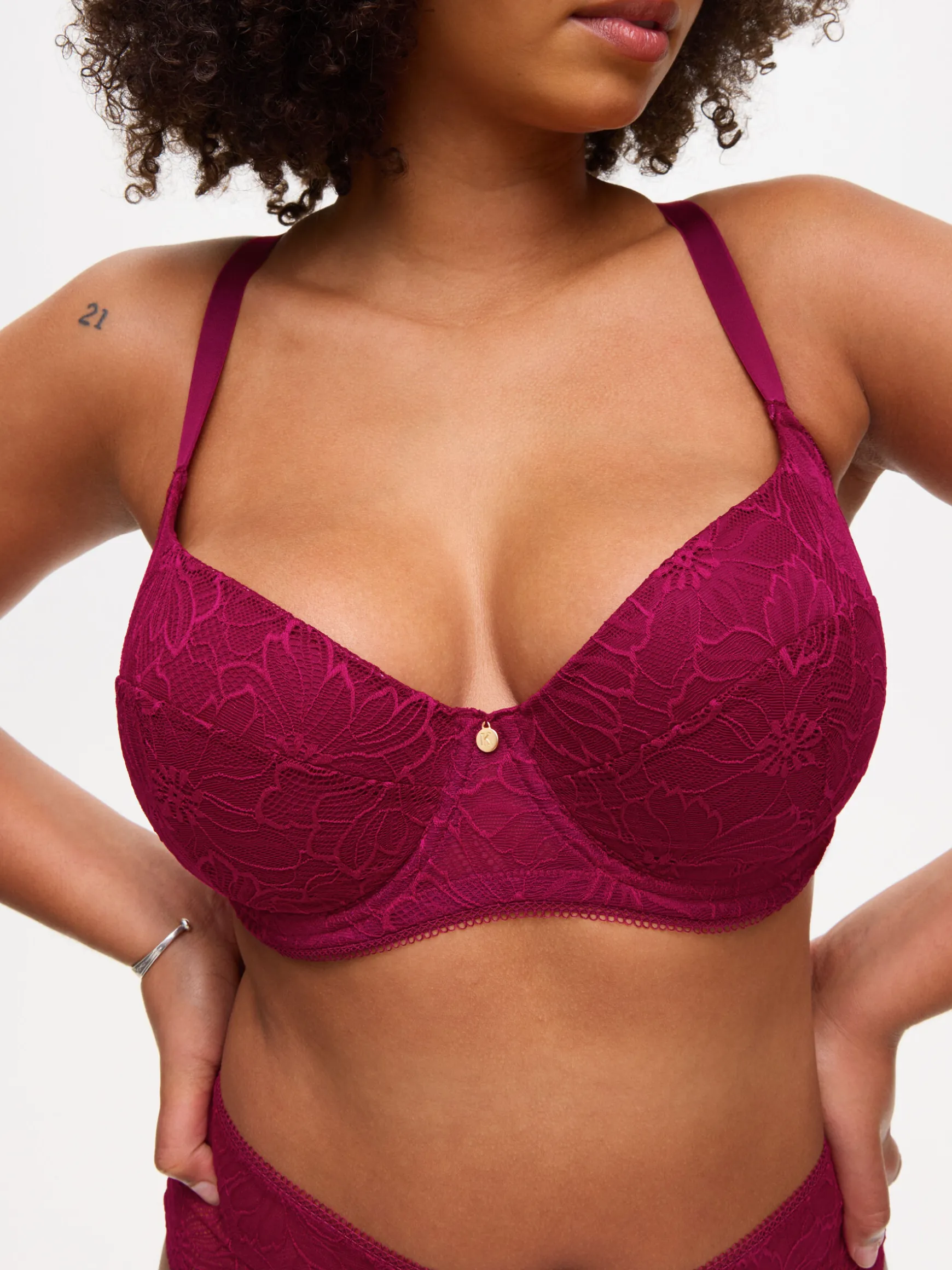 Knickerbox Alice Lace Padded Balcony Bra - Dark Red