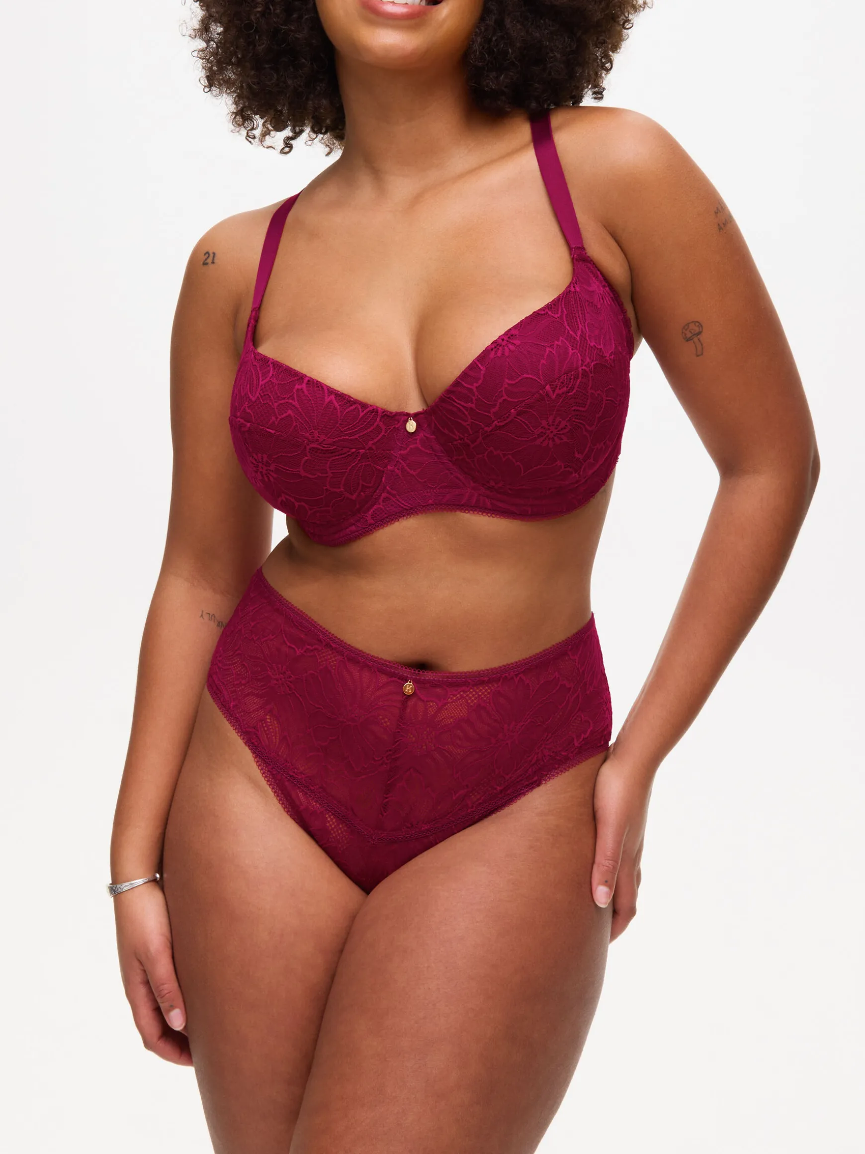 Knickerbox Alice Lace Padded Balcony Bra - Dark Red
