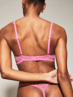 Knickerbox Alice Lace Padded Plunge Bra - Bright Pink