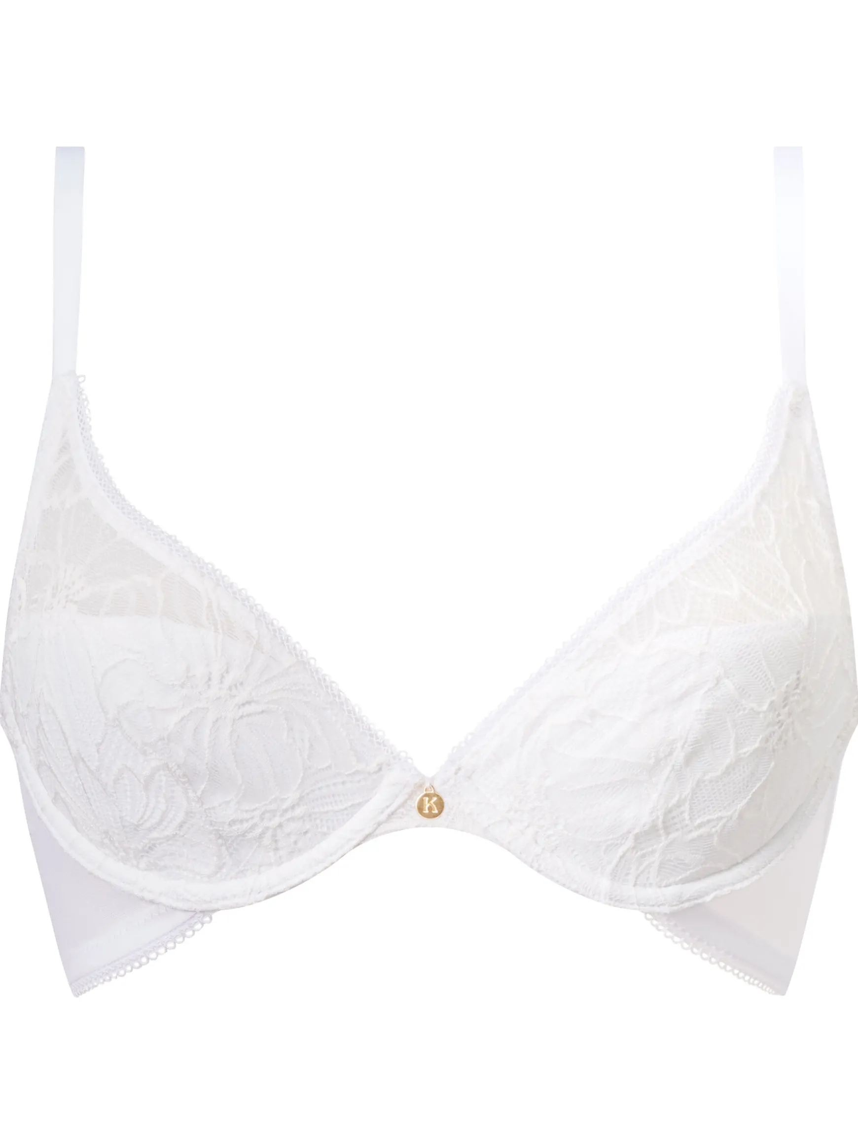 Knickerbox Alice Lace Padded Plunge Bra - White