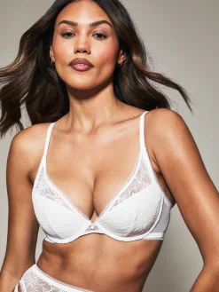Knickerbox Alice Lace Padded Plunge Bra - White