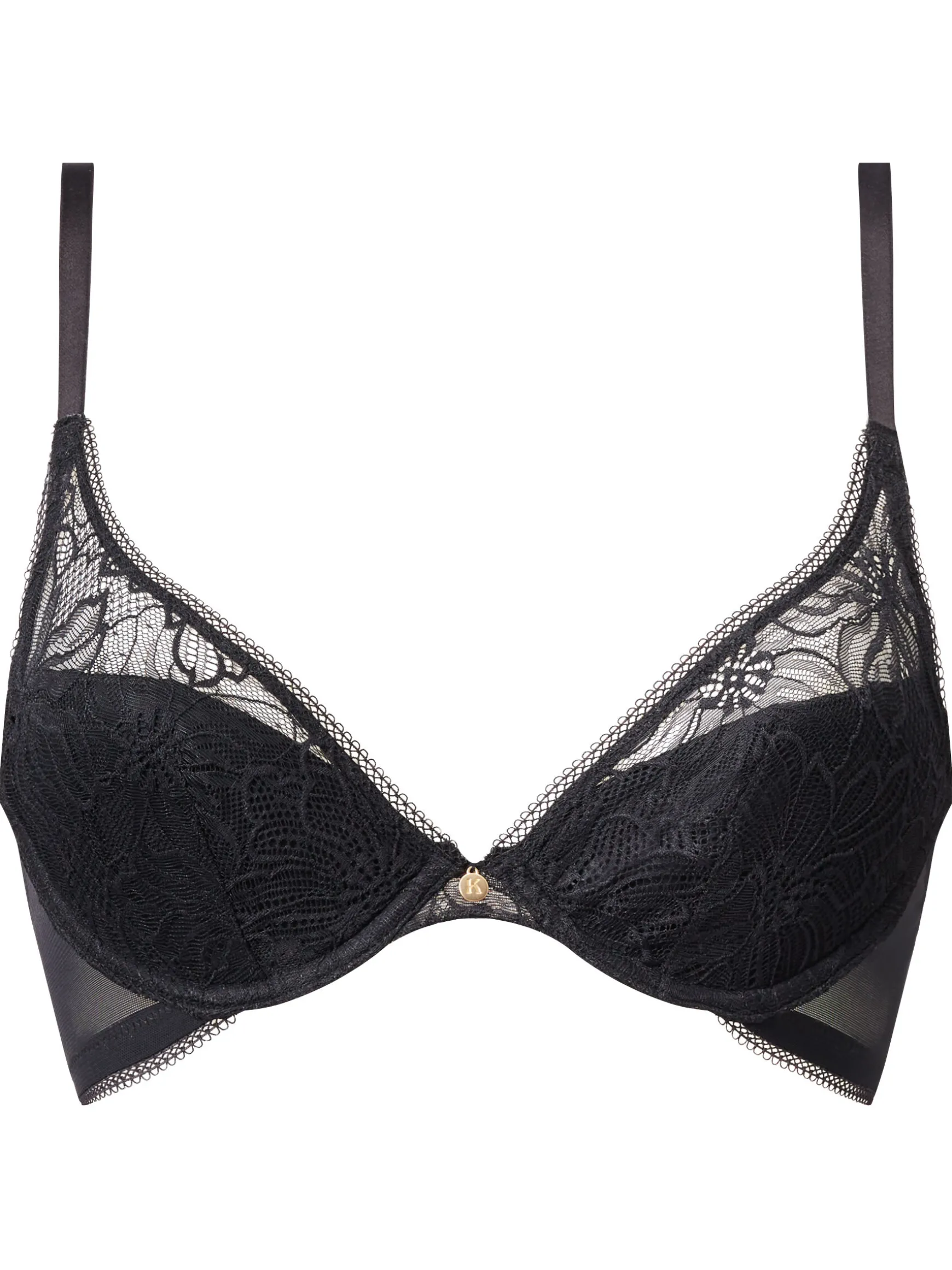 Knickerbox Alice Lace Padded Plunge Bra - Black